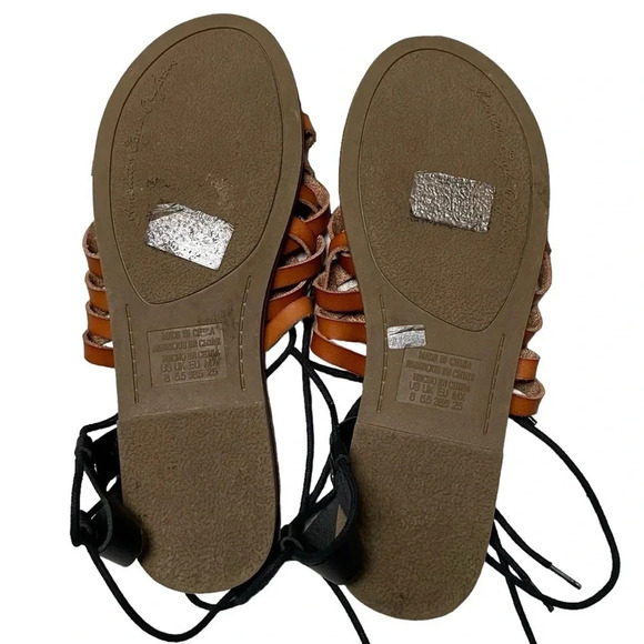 American Eagle Brown Black Woven Gladiator Lace-Up Sandals Size 8 Boho - Picture 8 of 10